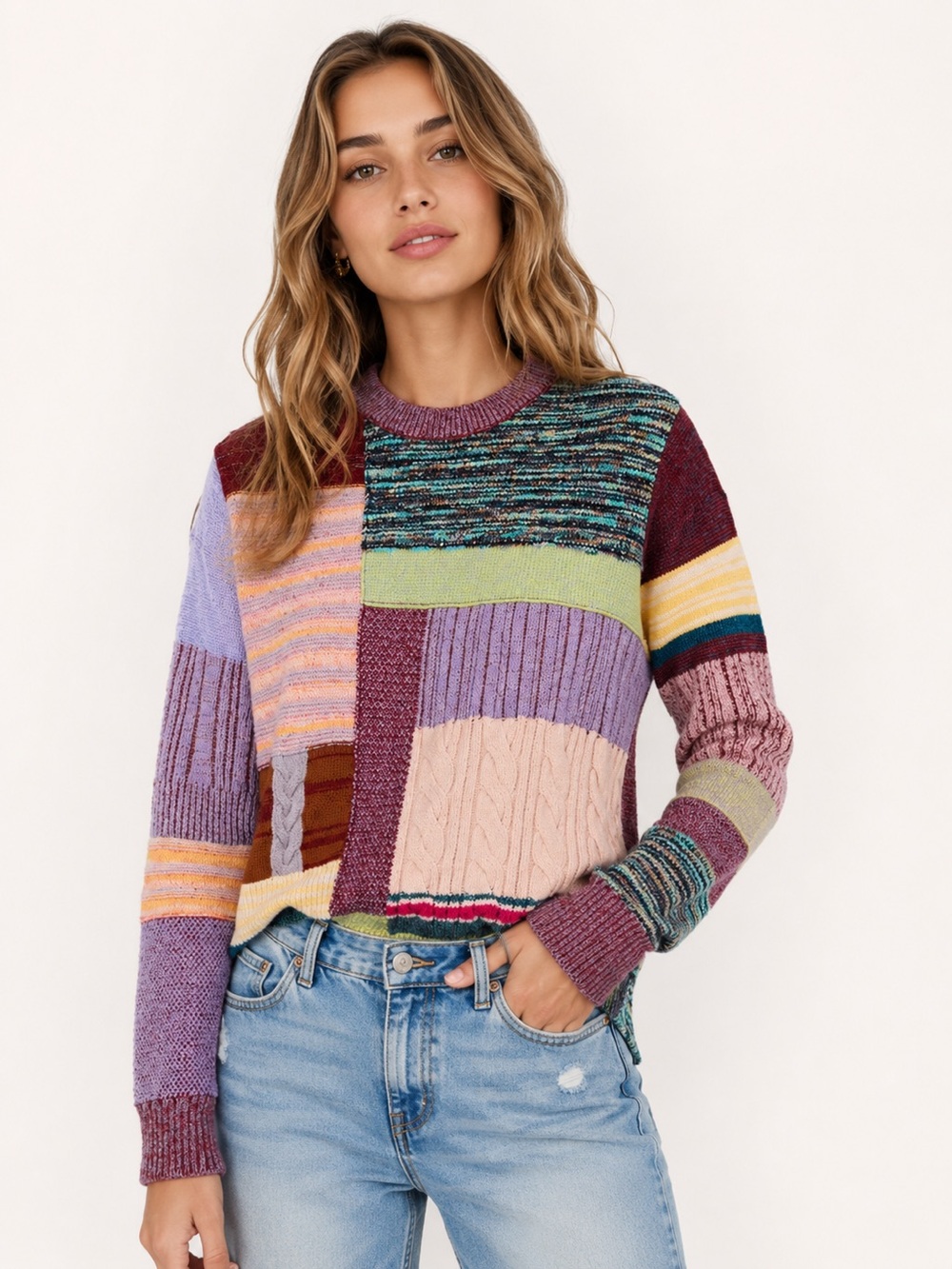 Marc Jacobs Wool Blend Multicolor Patchwork Unisex Sweater Sz. S Mens/ L Womens